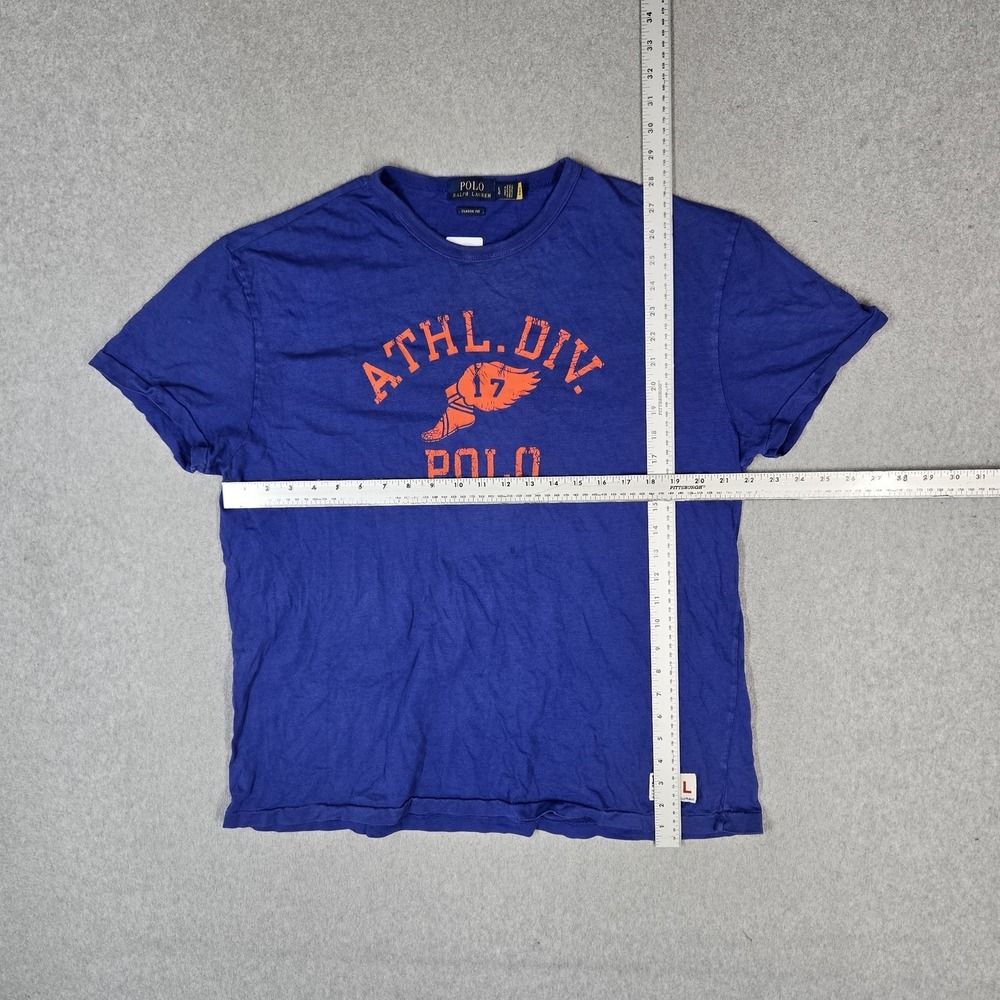Polo Ralph Lauren Men Shirt L Blue Graphic Athletic Classic Short Sleeve READ